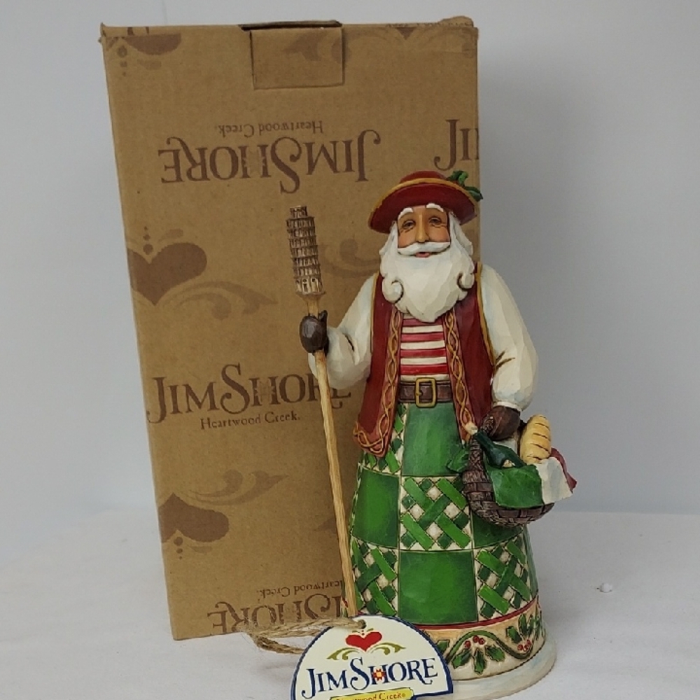 Jim Shore Holiday Santa Figurine - Green and Red